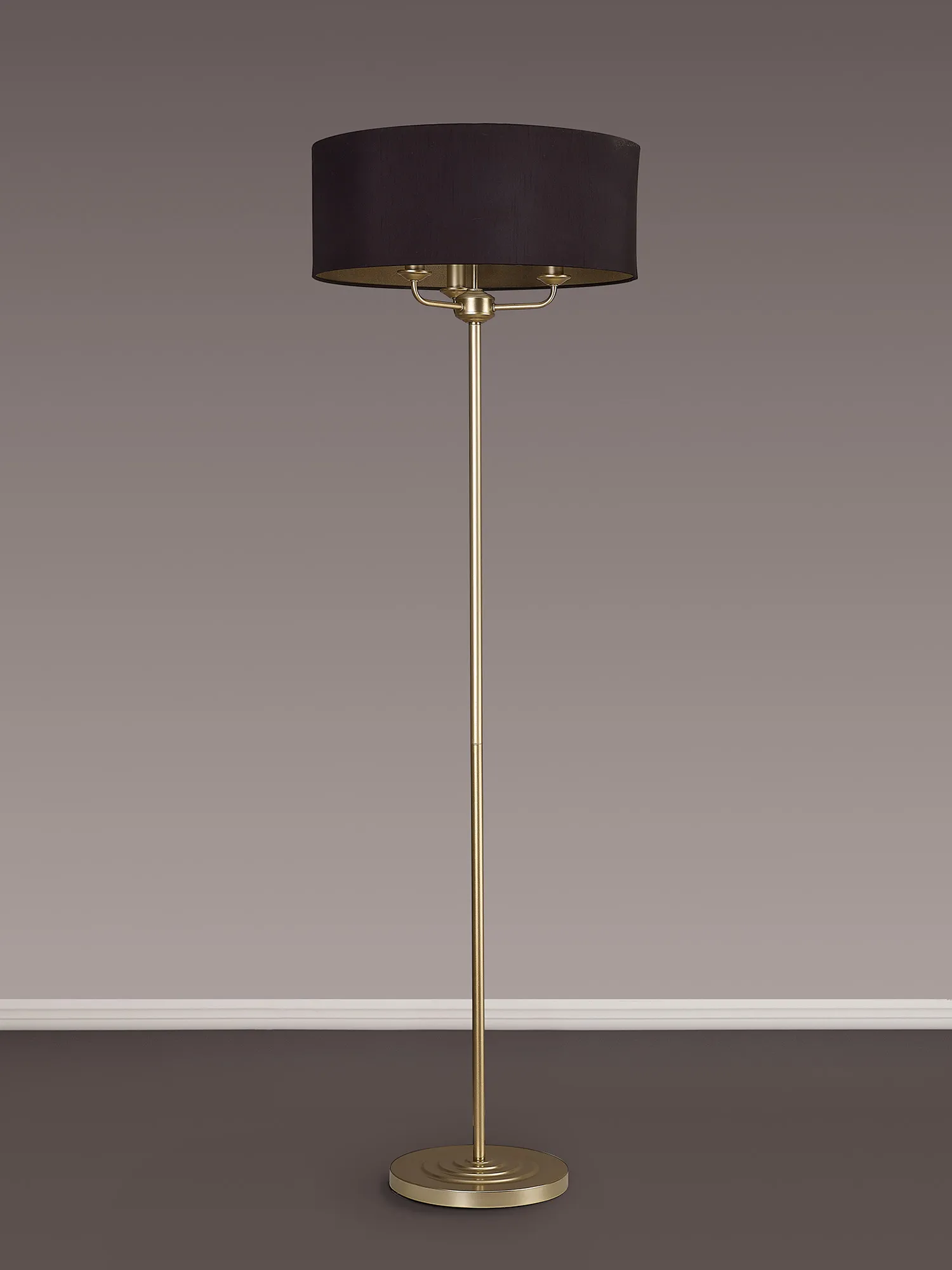 Banyan 45cm 3 Light Floor Lamp Champagne Gold; Midnight Black DK0999  Deco Banyan CG BL/GR